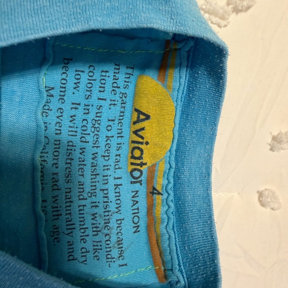 Aviator Nation Blue AV Graphic Kids T-Shirt - Size 4 - Picture 2 of 4